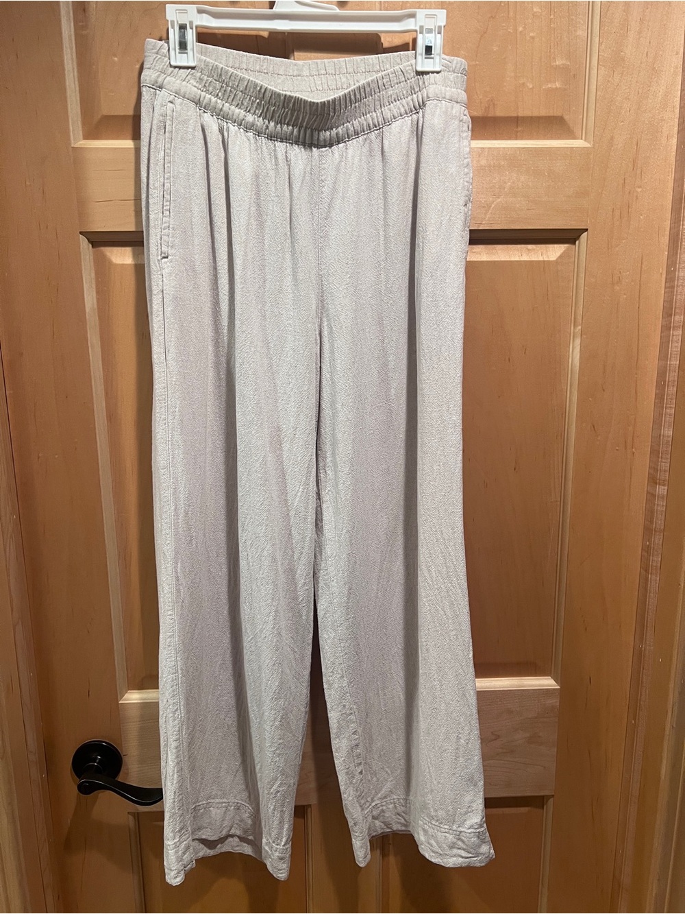 Old Navy Linen Blend Pants Women’s Medium Beige Wide Leg High Rise Coastal